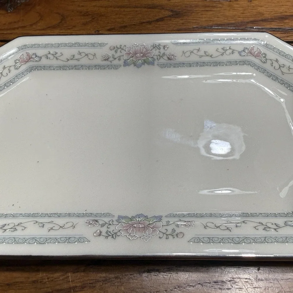 Vintage Lenox Charleston Butter Dish Ivory China Floral Tray Made in USA